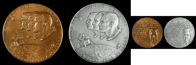 Two-Piece Set of 1969 Apollo 11 / John F. Kennedy Commemorative Medals. By Karen...