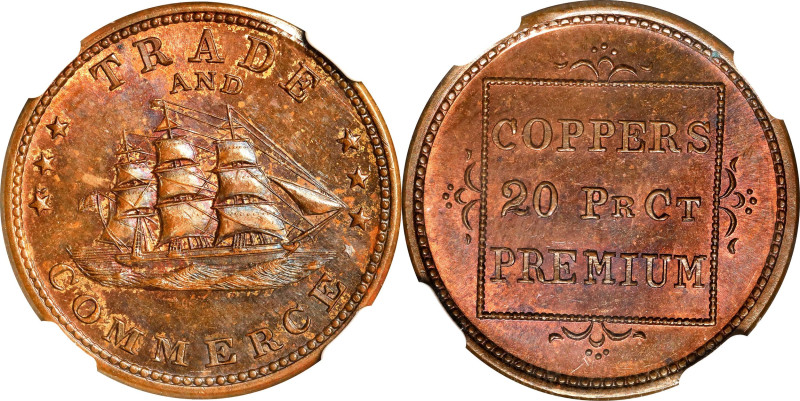 Undated (1861-1865) Sailing Ship / COPPERS 20 PR CT PREMIUM. Fuld-259/445 a. Rar...