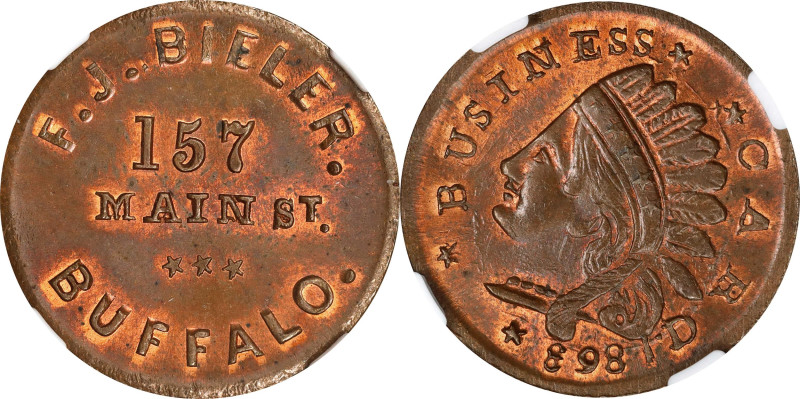 New York--Buffalo. 1863 Frank J. Bieler. Fuld-105D-2a. Rarity-4. Copper. Plain E...