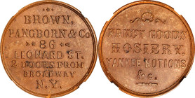 New York--New York. Undated (1862-1866) Brown, Pangborn & Co. Fuld-630Oa-2h-bro. Brown Hard Rubber. Plain Edge. MS-62 (NGC).

32 mm. The 2014 editio...