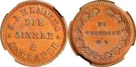 New York--New York. Undated (1861-1865) Albert J. Henning. Fuld-630AH-1a. Rarity-4. Copper. Plain Edge. MS-64 BN (NGC).

25 mm.