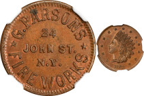 New York--New York. 1863 George Parsons. Fuld-630BE-2a. Rarity-3. Copper. Plain Edge. MS-63 BN (NGC).

19 mm.