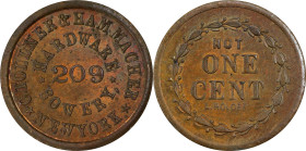 New York--New York. Undated (1861-1865) C. Tollner & Hammacher. Fuld-630BY-1a. Rarity-2. Copper. Plain Edge. Choice Mint State.

19 mm.