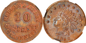 Ohio--Cincinnati. 1862 Morgan & Ferry. Fuld-165DW-8a. Rarity-7. Copper. Plain Edge. MS-63 BN (NGC).

19 mm.