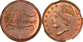 Ohio--Cincinnati. 1863 William Senour. Fuld-165FM-2a. Rarity-7. Copper. Plain Edge. MS-64 RB (NGC).

19 mm.