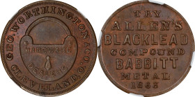 Ohio--Cleveland. 1863 George Worthington & Co. Fuld-175S-4a. Rarity-3. Copper. Plain Edge. MS-64 BN (NGC).

19 mm.