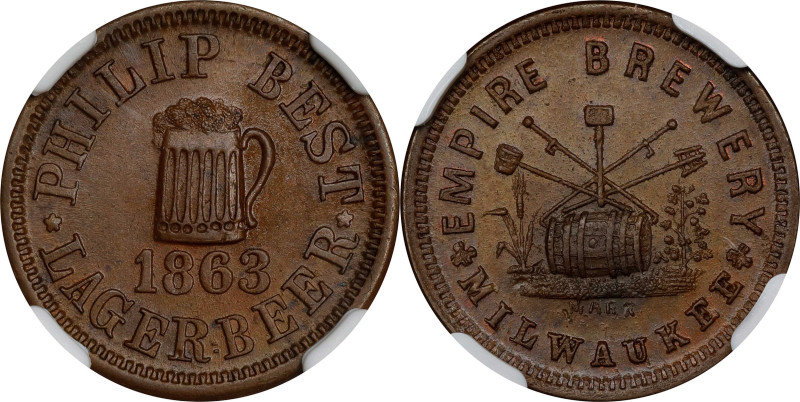 Wisconsin--Milwaukee. 1863 Philip Best, Empire Brewery. Fuld-510C-1a. Rarity-3. ...