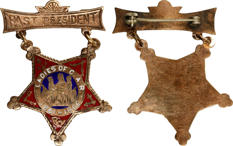 "1861-1866" Ladies of the Grand Army of the Republic Past President Badge. Gold ...