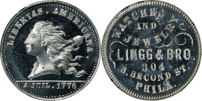 Pennsylvania--Philadelphia. "1776" (1876) Lingg & Bro. Rulau Pa-Ph 234. White Me...