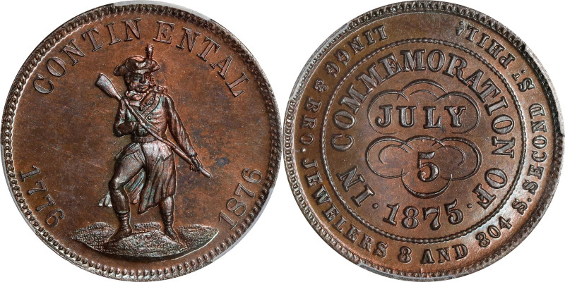 Pennsylvania--Philadelphia. "1875" (1876) Lingg & Bro. Rulau Pa-Ph 244A. Copper....