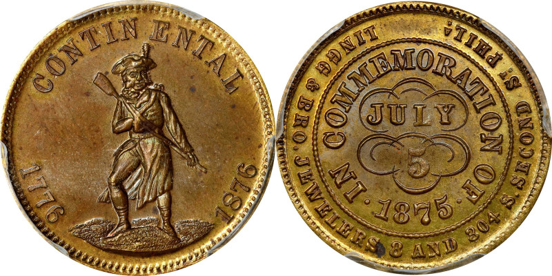 Pennsylvania--Philadelphia. "1875" (1876) Lingg & Bro. Rulau Pa-Ph 244B. Brass. ...