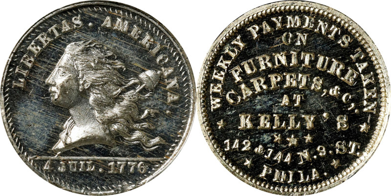 Pennsylvania--Philadelphia. "1776" (1876) Kelly's. Rulau Pa-Ph 970. White Metal....