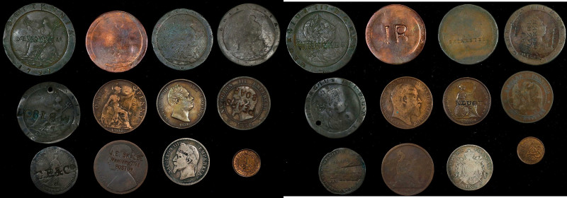 Lot of (12) Counterstamped World Coins and Tokens.

Most hosts are British, mo...