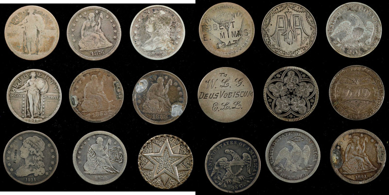 LOT WITHDRAWN

Some ornate engravings, some simple initial engravings/counters...