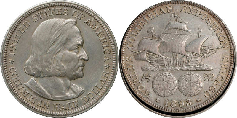 Box Half Dollar fashioned out of the obverse of a World's Columbian Exposition c...