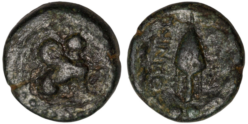 Ionia. Chios. (84-27 BC). Bronze Æ. (14mm, 2,66g). Obv: Sphinx right. Rev: ampho...