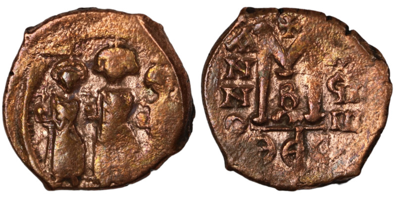 Heraclius. (610-641 AD). Æ Follis. (20mm, 5,03g). Obv: Heraclius, Heraclius Cons...