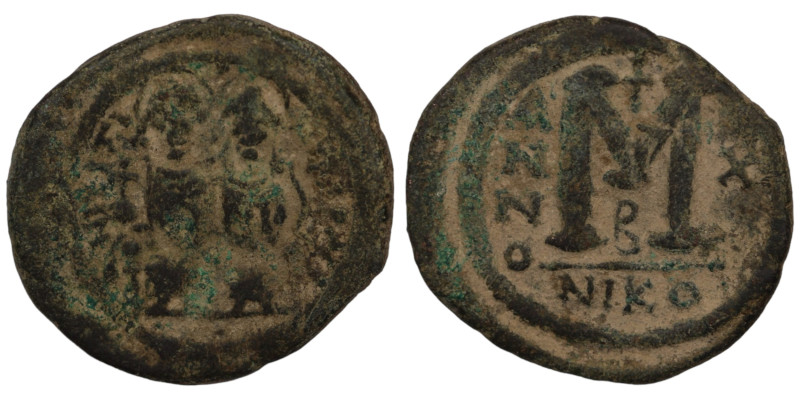 Justin II. and Sophia. (565-578 AD). Follis. (28mm, 12,33g) Nicomedia. Obv: Just...