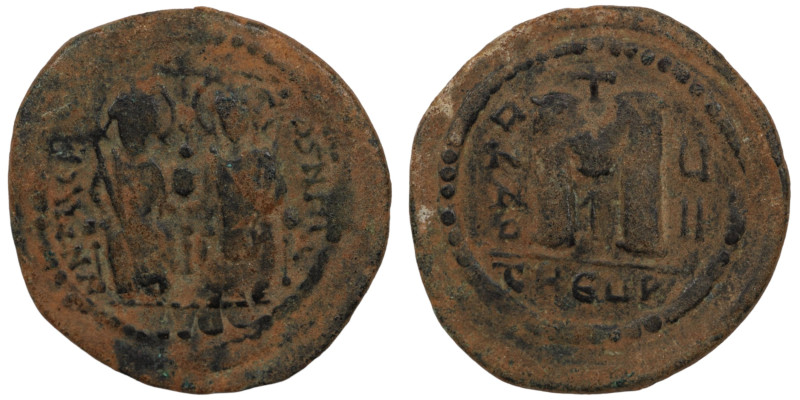 Justin II. and Sophia. (565-578 AD). Follis. (35mm, 15,03g) Theoupolis. Obv: Jus...