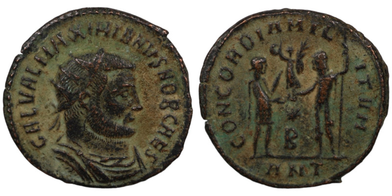 Maximianus. (285-295 AD). Æ Antoninian. (19mm, 2,87g) Antioch. Obv: GAL VAL MAXI...