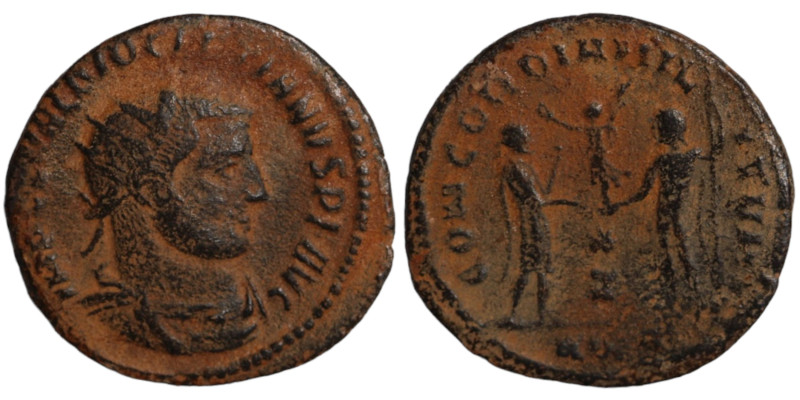 Diocletian. (285 AD). Æ Antoninian. (20mm, 2,40g) Antioch. Obv: IMP C C VAL DIOC...