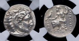 (328-323 a. C.). Alejandro III El Grande . Lampsaco. Macedonia. Dracma. Price 1356. Ag. Encapsulada en NGC en XF. Atractiva. MBC. Est.300.