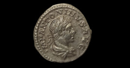 219 d.C. Heliogábalo (219-220 d.C). Denario. Ag. 2,86 g. IMP ANTONINVS AVG: Busto del emperador laureado y togado, mirando hacia la derecha /LIBERTAS ...