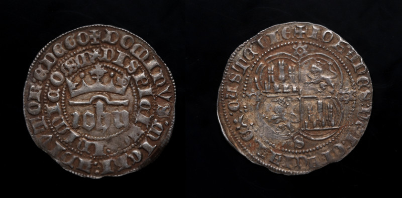 Juan I (1379-1390). Sevilla. 1 real. AB. 539.1. Ag. 3,50 g. Corona con florones ...