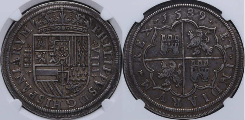 1589. Felipe II (1556-1598). Segovia. 8 reales. A&C 713. Ag. Atractiva. Buen fla...