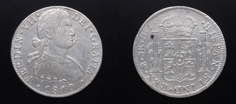 1810. Fernando VII (1808-1833). México. 8 reales. HJ. A&C 1314. Ag. 26,78 g. MBC...