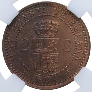 1904*04. MONEDA ROBADA EN Lugo Numismático. Alfonso XIII (1886-1931). Madrid. 2 ...