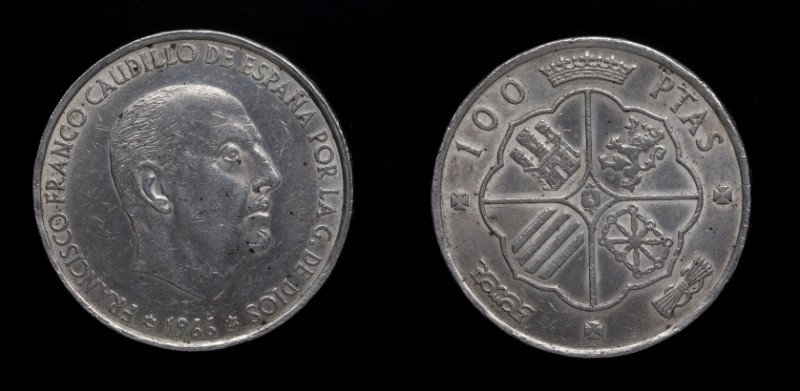 1966*66. Franco (1939-1975). 100 pesetas. A&C 145. Ag. EBC+. Est.40.