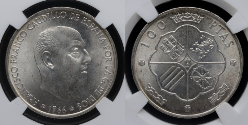 1966*67. Franco (1939-1975). 100 pesetas. A&C 146. Encapsulada. SC. Est.80.