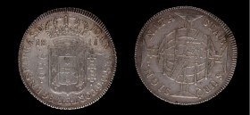 1811. Brasil. Rey Juan VI. Bahía. 960 réis. B. KM# 307. Ag. 26,89 g. 960 JOANNES D G PORT P REGENS ET BRAS D /UBQ SIGN. NATA STAB.. EBC. Est.140.