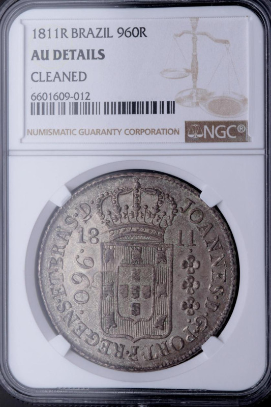 1811. Brasil. Río de Janeiro. 960 réis. KM# 307. Ag. Encapsulado en NGC en AU-D....