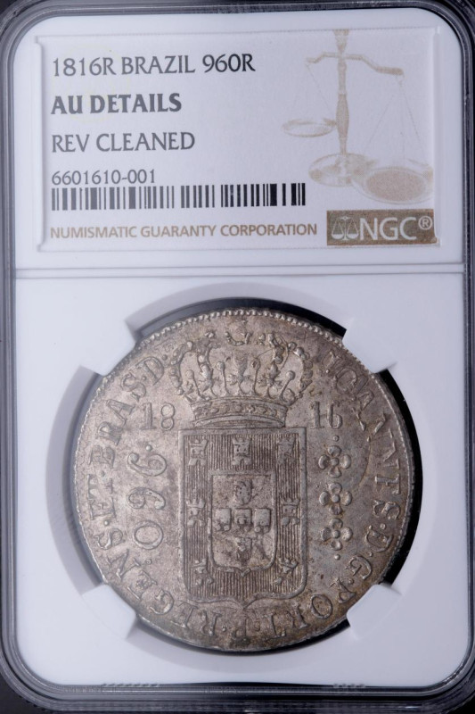 1816. Brasil. Río de Janeiro. 960 réis. KM# 307. Ag. Encapsulada en NGC en AU-D....