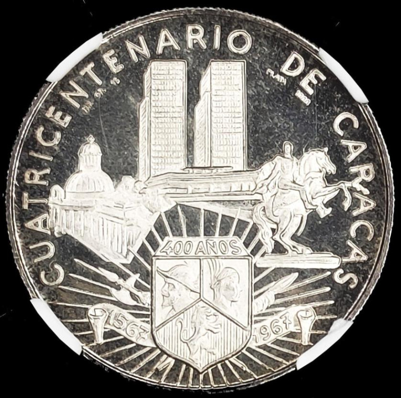 1967. Venezuela. Fundación de Caracas. Ag. Encapsulada por NGC en PF65 ULTRA CAM...