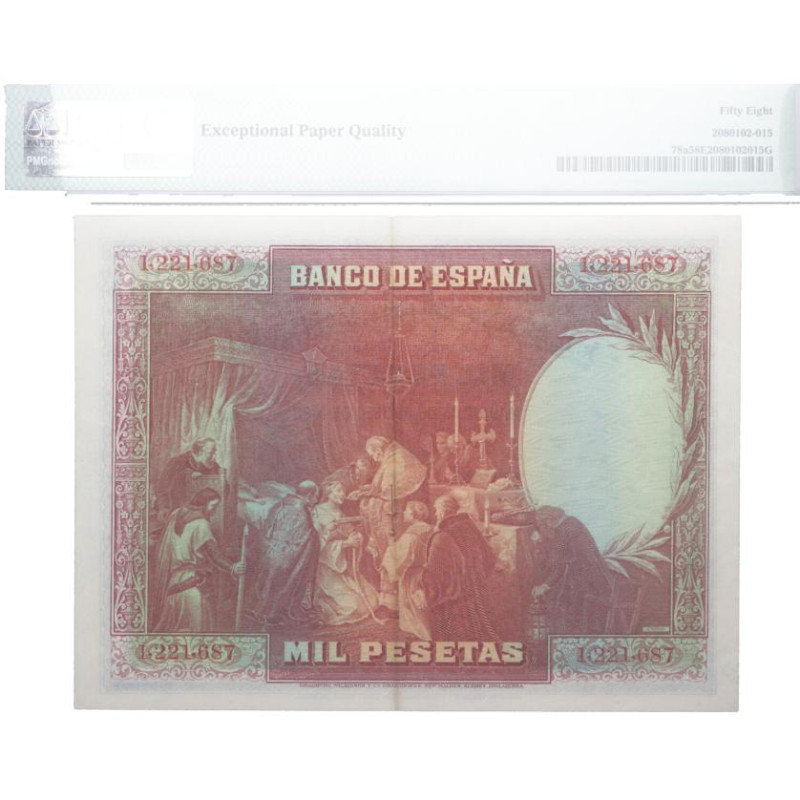 1928. II República (1931-1939). 1000 pesetas. Pick# 78a. Encapsulado por PMG en ...