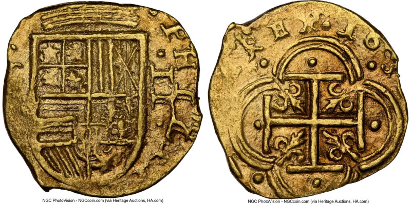 Philip IV gold Cob 2 Escudos ND (1630-1631) C-E MS62 NGC, Cartagena mint, KM4.1,...