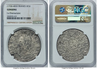 Louis XV "La Dromadaire" Ecu ND (1726-1740)-X Genuine NGC, Amiens mint, KM486.23, Dav-1329. Salvaged from the "La Dromadaire" (sunk in 1762 off São Vi...