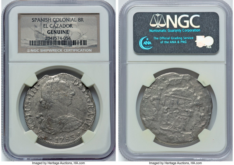 Charles III "El Cazador" 8 Reales 1783 Mo-FF Genuine NGC, Mexico City mint, KM10...