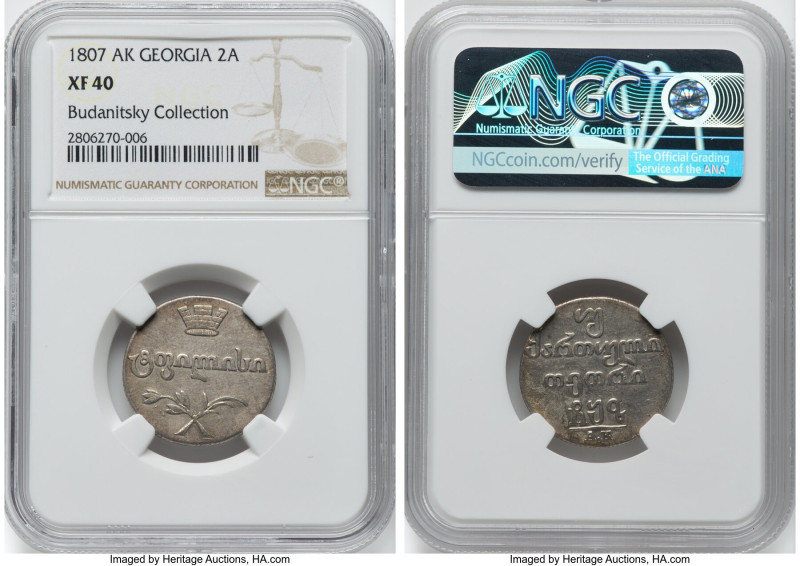 Georgia. David, as Regent 2 Abazi 1807-AK XF40 NGC, Bit-727, KM75. Sharply struc...