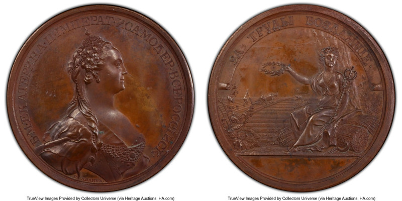 Catherine II bronzed Specimen "Liberal Economy Society" Medal ND (c. 1768) SP62 ...