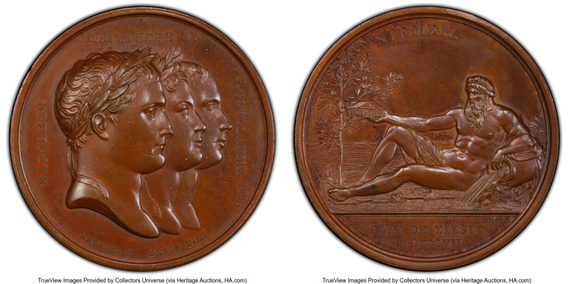 Napoleon I bronzed Specimen "Peace of Tilsit" Medal 1807 SP64 PCGS, Bramsen-640,...