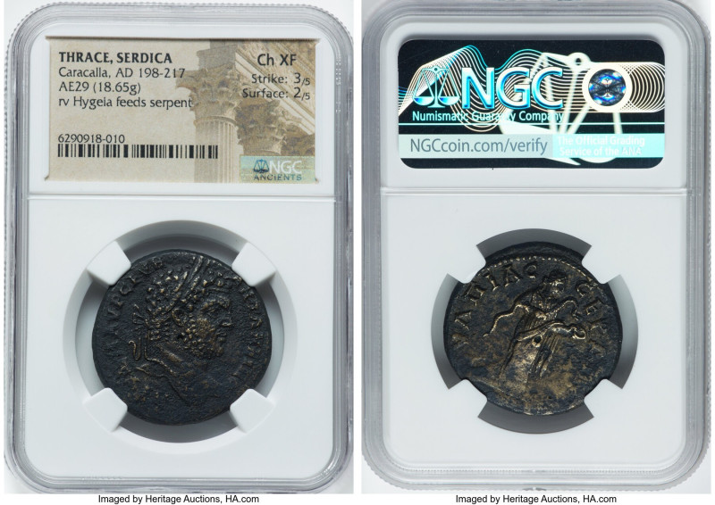 THRACE. Serdica. Caracalla (AD 198-217). AE (29mm, 18.65 gm, 1h). NGC Choice XF ...