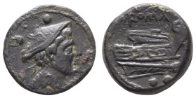 Antike Römer
Münzen Römische Republik Anonym, AE-Sextans (5,92 g), 217-215 v. Chr. Av.: Drapierte Büste des Merkur mit Petasos nach rechts, darüber W...