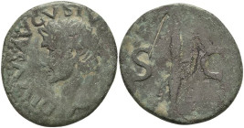 Antike Römer
Münzen Römische Kaiserzeit Tiberius, 34-37, As (9,35 g), Rom. Av.: Kopf des Divus Augustus mit Strahlenkrone nach links, in Umschrift: "...