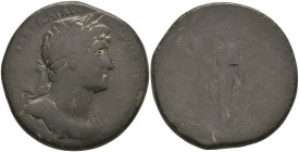 Antike Römer
Münzen Römische Kaiserzeit Hadrian, 121-123, Sesterz (25,64 g), Rom. Av.: Belorbeerte Büste nach rechts, in Umschrift: "HADRIANVS AVG CO...