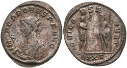 Antike Römer
Münzen Römische Kaiserzeit Probus, 276-282, Antoninian (3,48g), Ticinum. Av.: Büste des Probus in Konsulnrobe nach links. Rev.: Jupiter ...