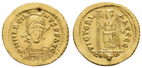 Antike Römer
Münzen Römische Kaiserzeit Markian, 450-457, Solidus (4,45 g), Konstantinopel. Av.: Kürassiertes Brustbild mit Perlendiadem von vorn, li...